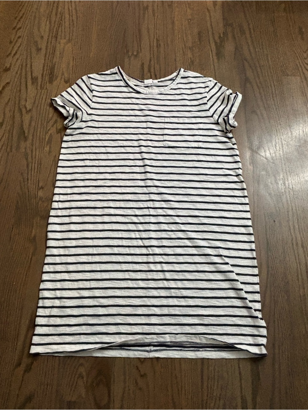 GAP White & Navy Striped Mini Tee Dress